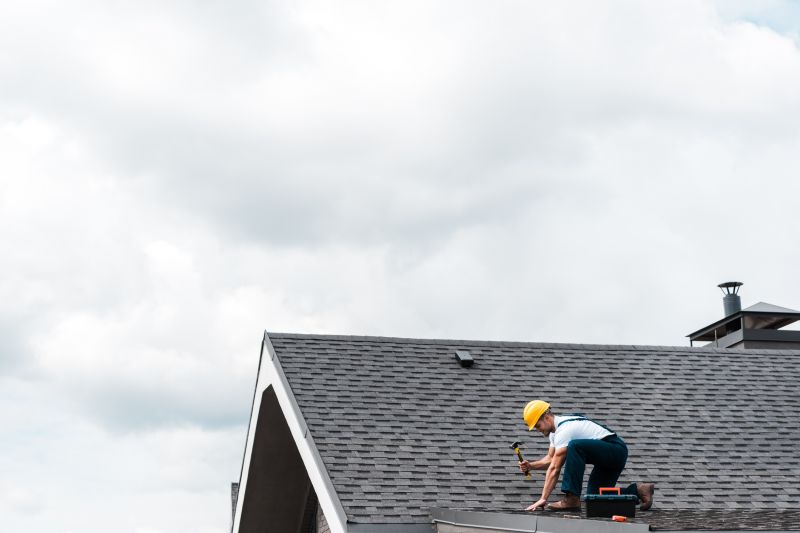 Professional roofing team at work